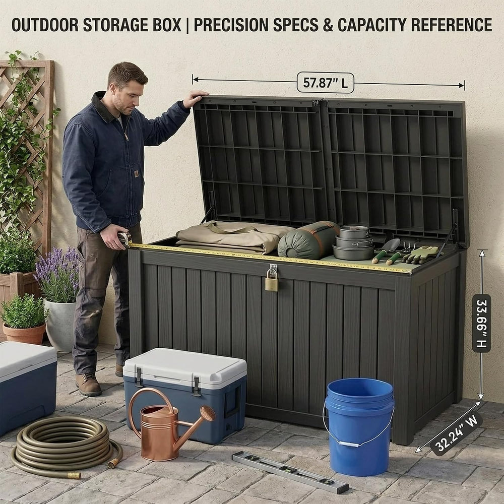 320 Gallon Extra-large Outdoor Storage Box, Waterproof Lockable Deck Box