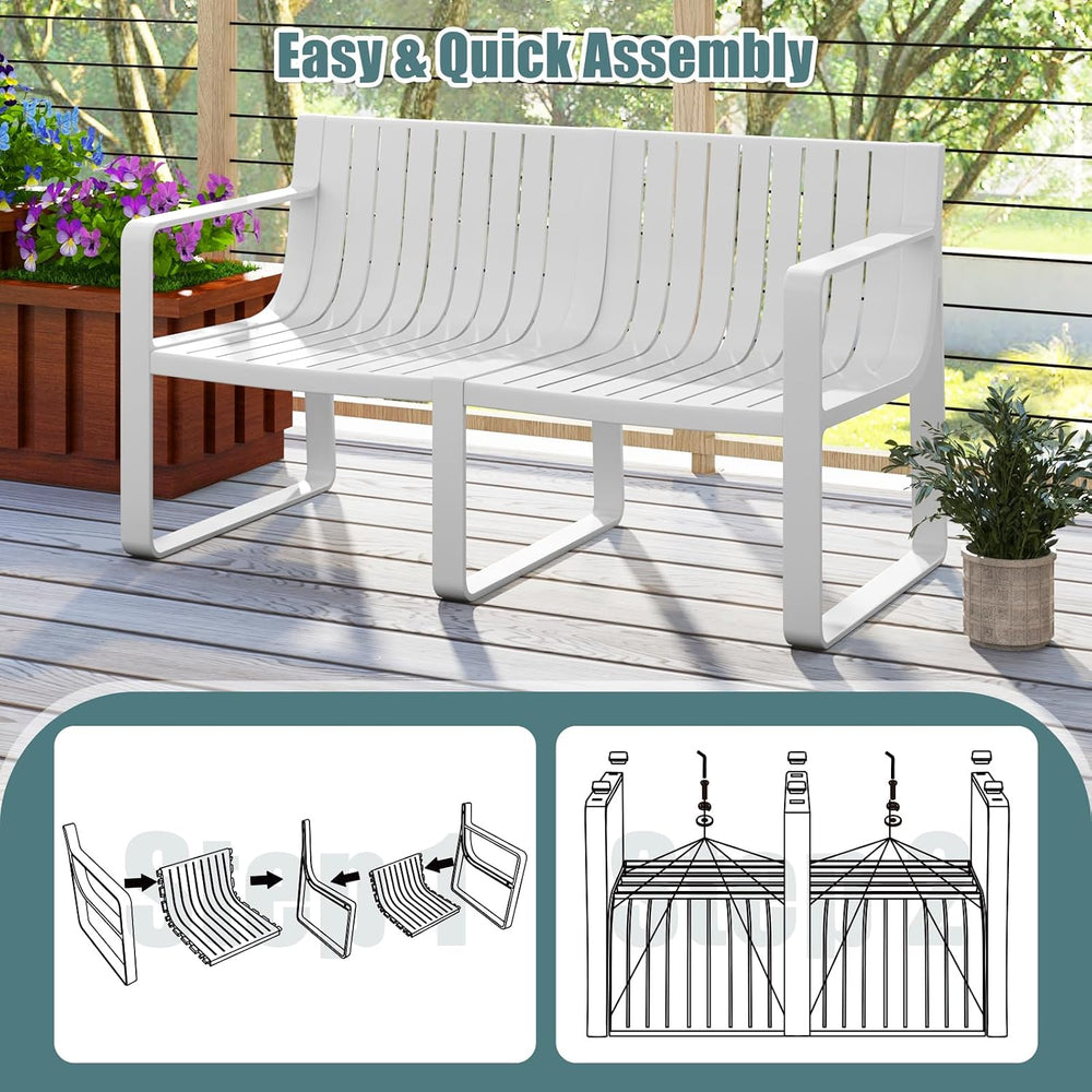 Tangkula Patio Loveseat, 2-Person Bench, White