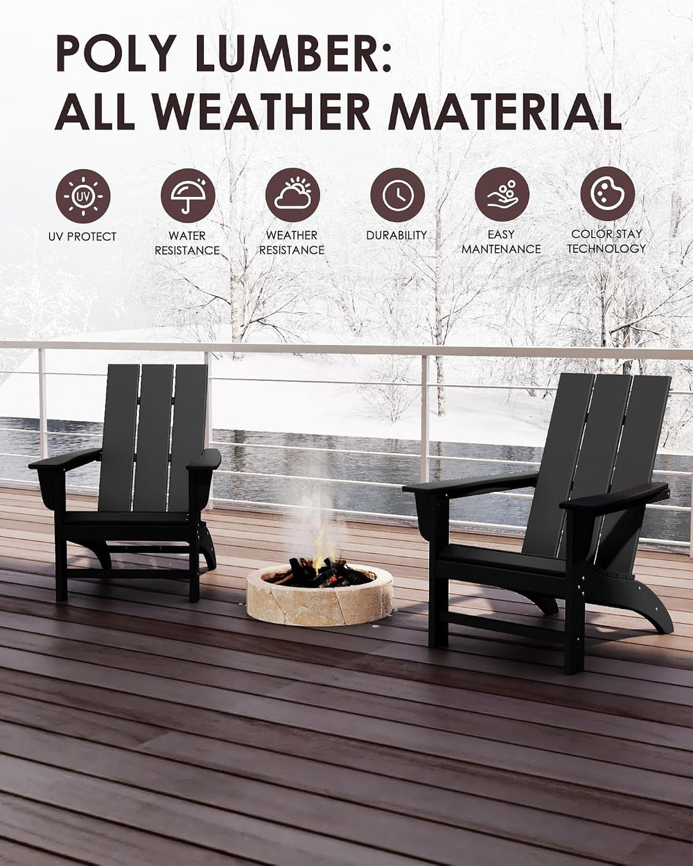 Poly Lumber Adirondack Chairs Set of 2 with Cup Holder