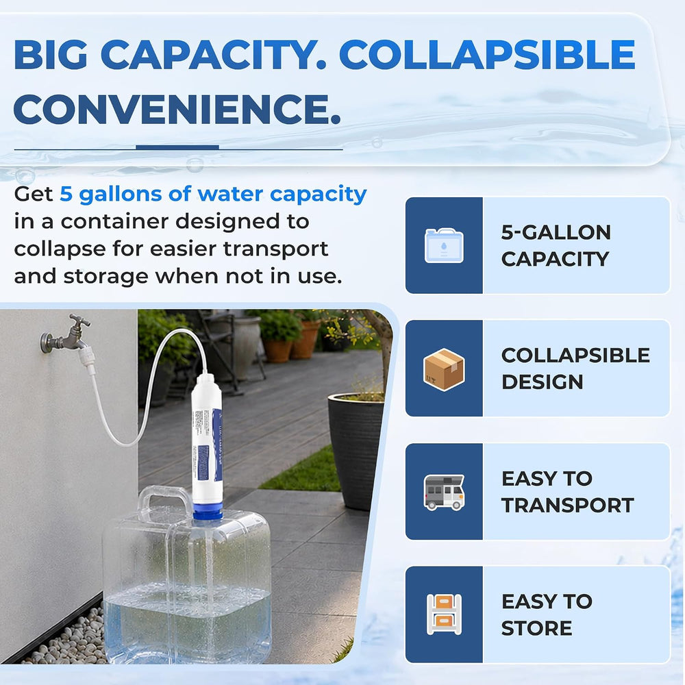 EZ Jug Ready Source – 5 Gallon Collapsible Water Jug with Filter System