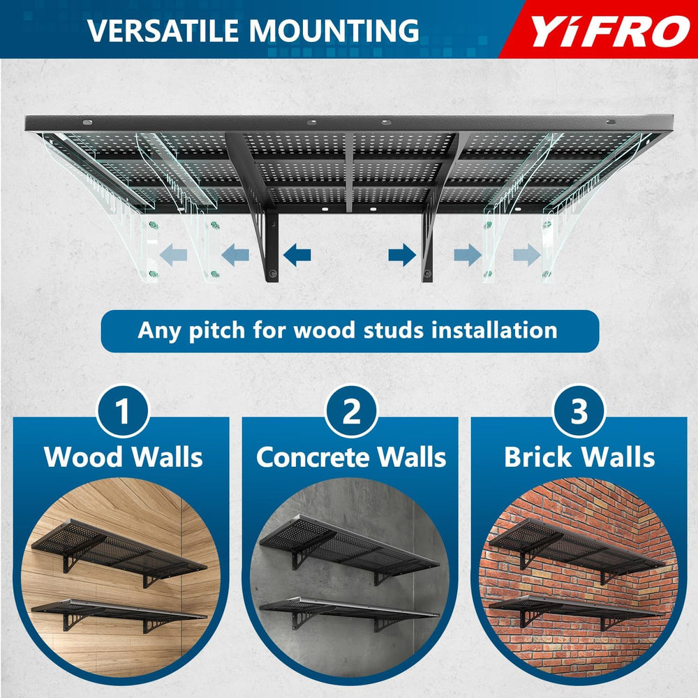 4-Pack 1.5x4ft Heavy Duty Garage Wall Shelving, 1000 lbs Load Capacity, Garag...