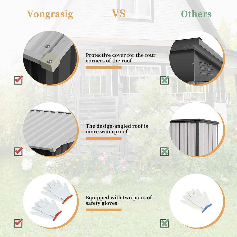 Vongrasig 5x3 FT Outdoor Storage Shed with Window & Lockable Door