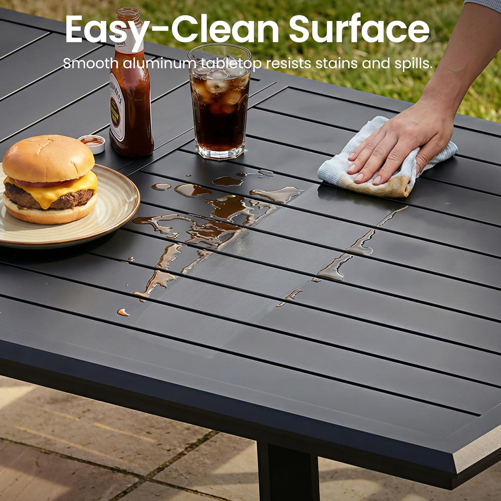 9-Piece Aluminum Outdoor Dining Set with Stackable Armchairs