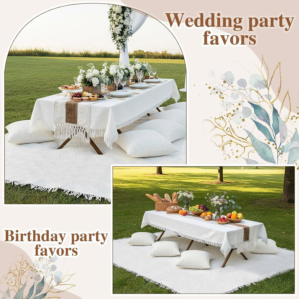 Novabright 10 Pcs Boho Picnic Set with Table Blanket Runner,Pillow Covers