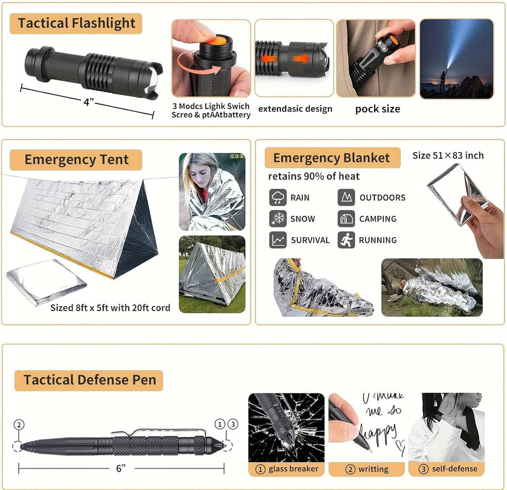 Survival Kit, 252Pcs Survival Gear First Aid Kit with Molle System Compatible...
