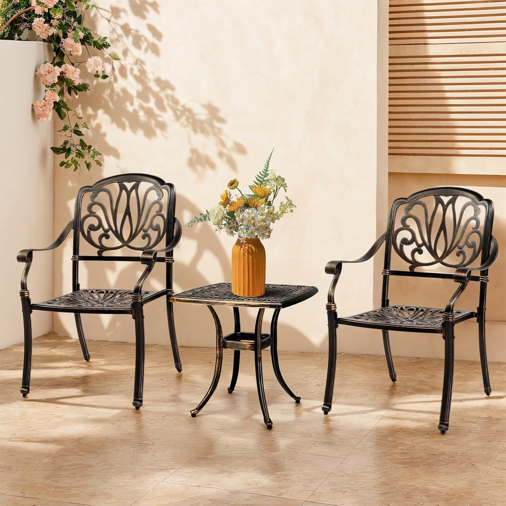 Outvita Square Cast Aluminum Bistro Table, 21in, with Umbrella Hole