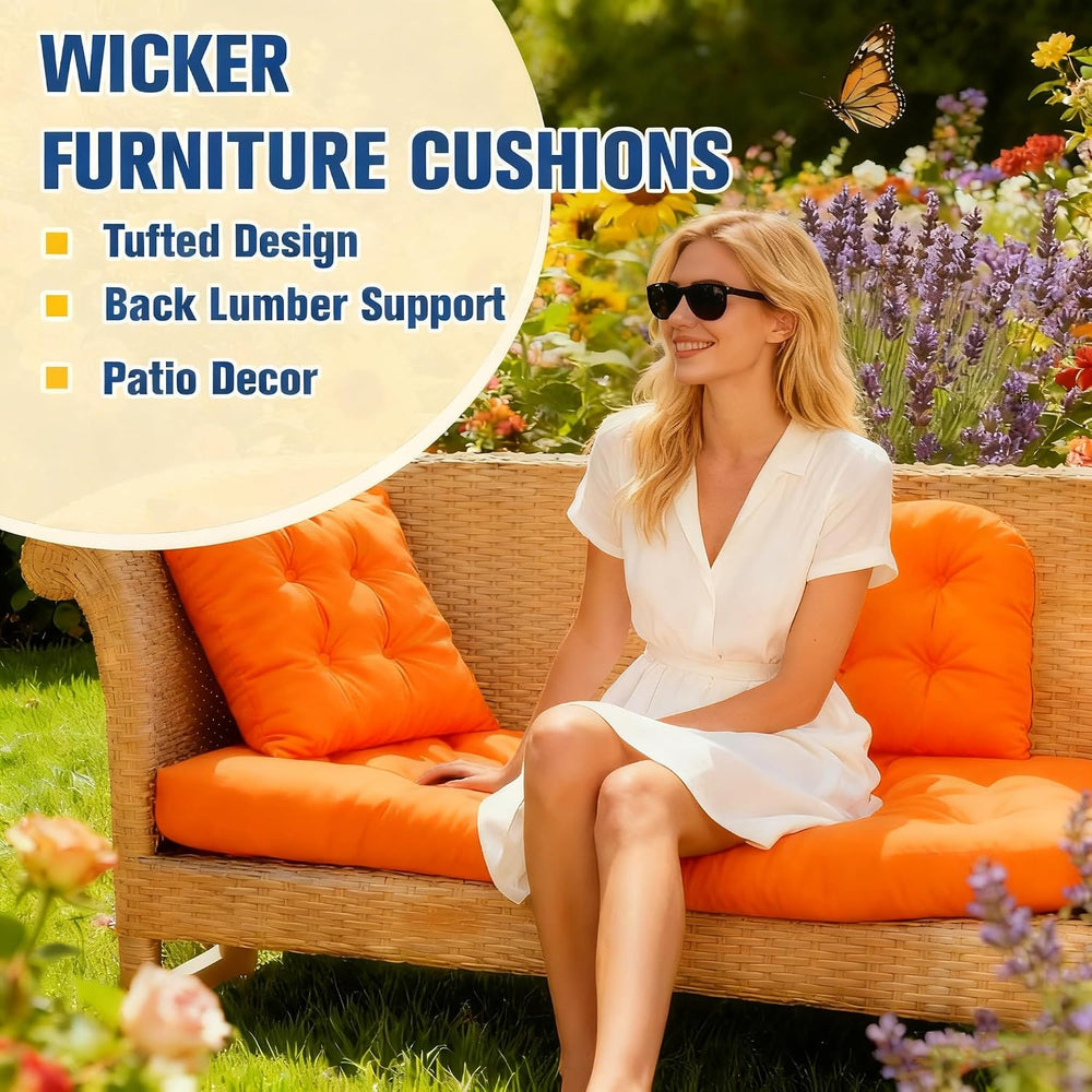 Outdoor Chair Cushions, Patio Wicker Furniture Seat Pads, Waterproof