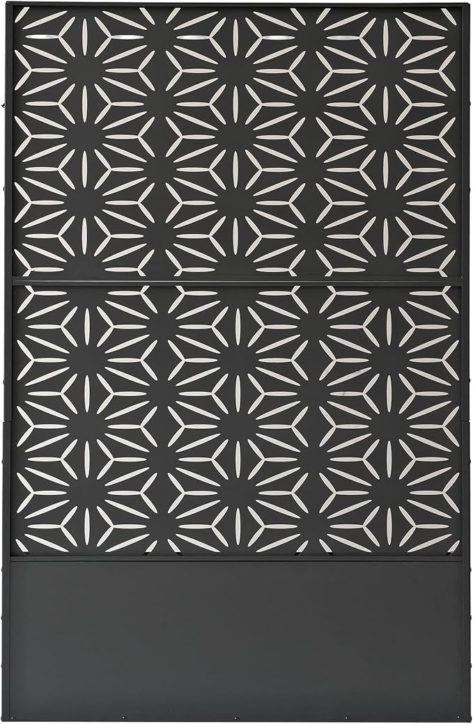 Oakland Living 6 ft. X 4 ft. Black Freestanding Metal Privacy Screen Room Div...