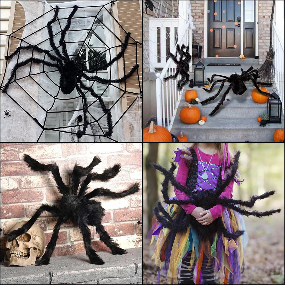ZMCINER 8 Pcs Large Spiders Halloween Decorations - Outdoor Realistic Scary H...