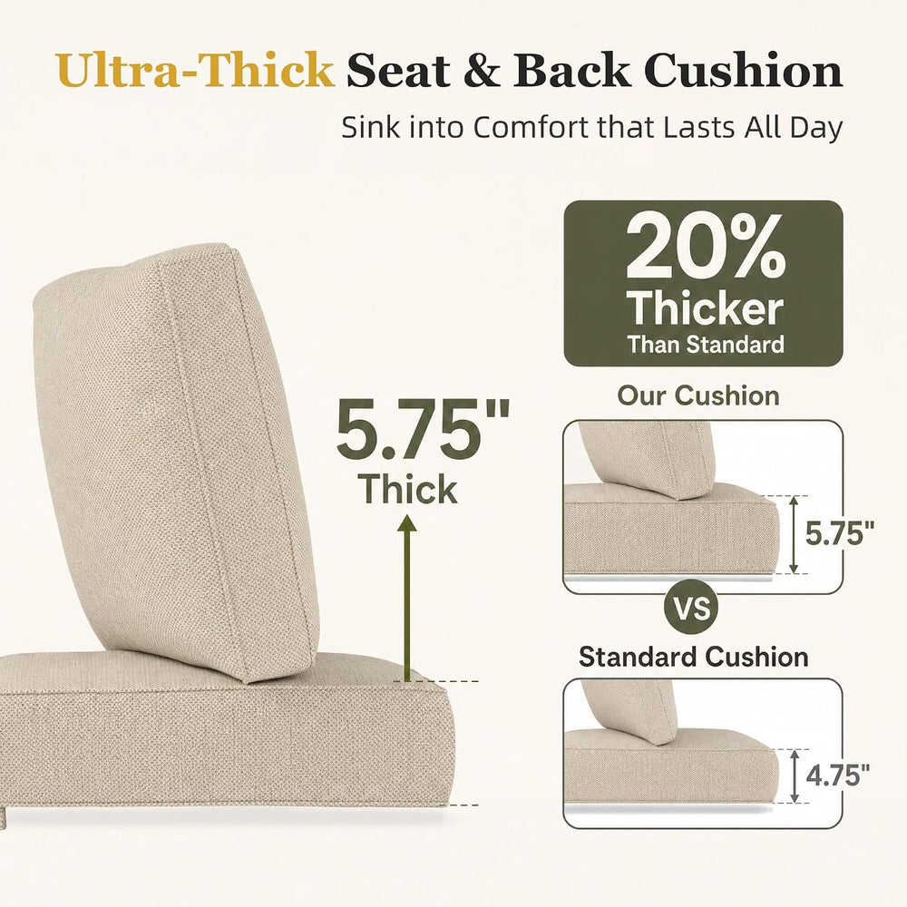 Outdoor Chair Cushion Set of 3, 24x24 Deep Seat Patio Cushions for Outdoor Fu...