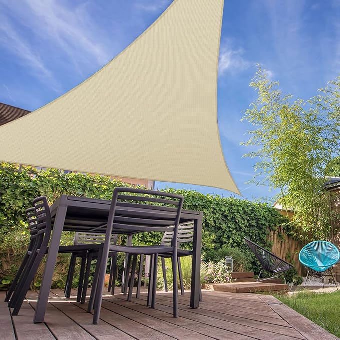 E&K Sunrise 15' x 15' x 15' Sun Shade Sail Triangle Canopy Sh...