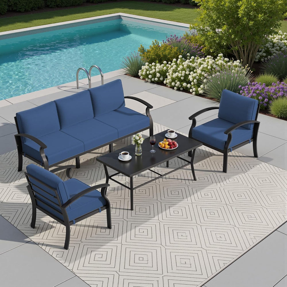 Aluminum Outdoor Patio Furniture Set with 5.1'' Thick Cushions