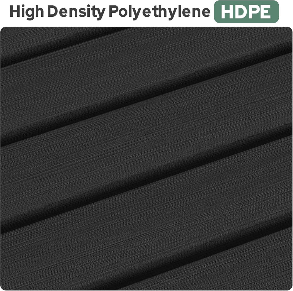 Psilvam 48” HDPE Outdoor Bench, 2-Person Backless Garden Bench, Black