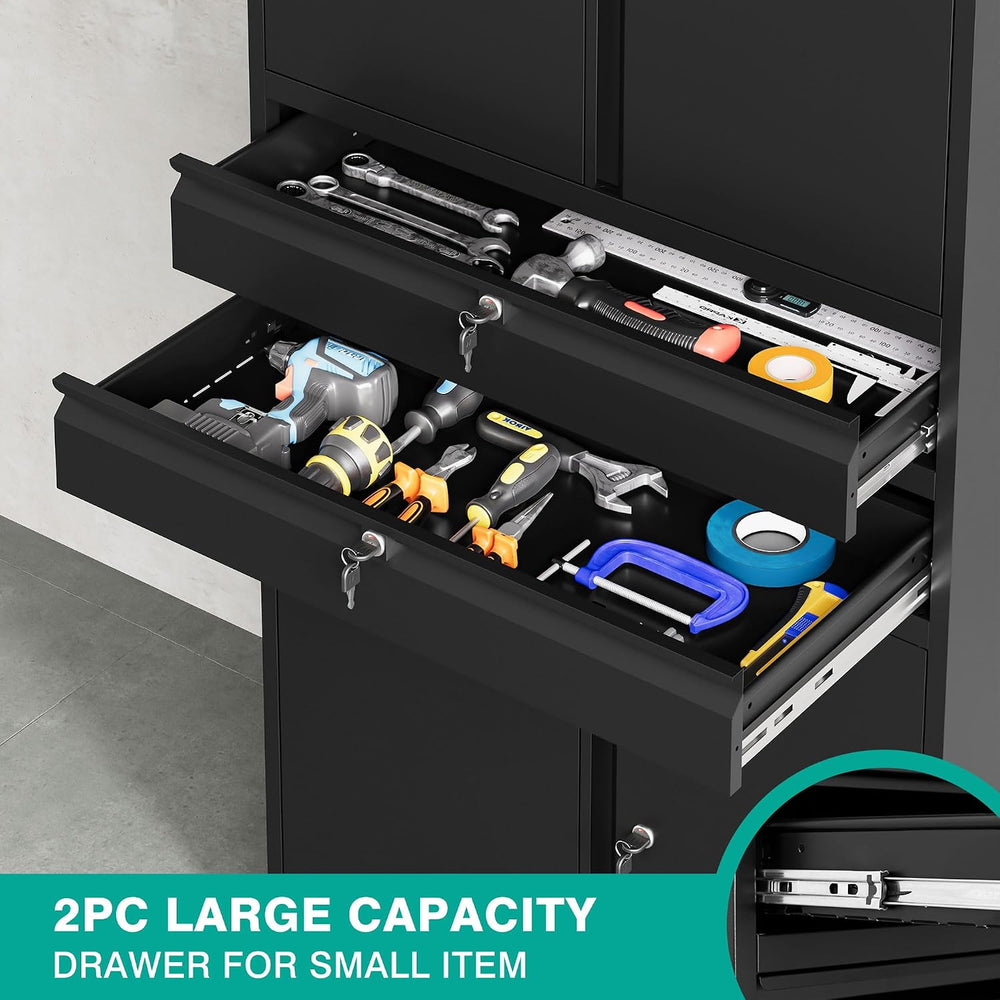 Metal Storage Cabinet with Wheels and Drawers,Rolling Garage Storage Cabinet ...