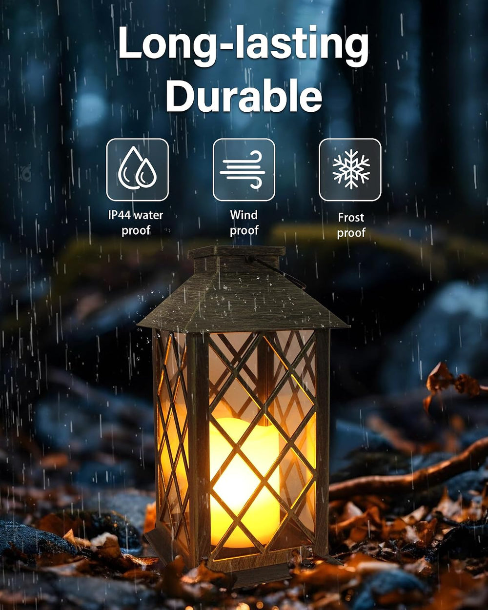 2 Pack 14'' Durable Tempered Glass Solar Lanterns Outdoor Waterproof