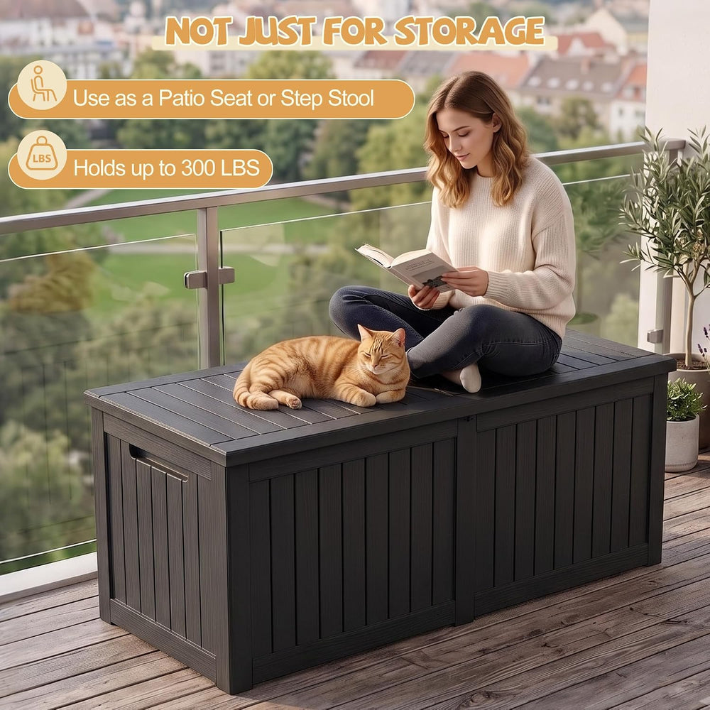 Outdoor Storage Box Waterproof 390 Gal Gen 2 Resin Deck Box Gas Struts