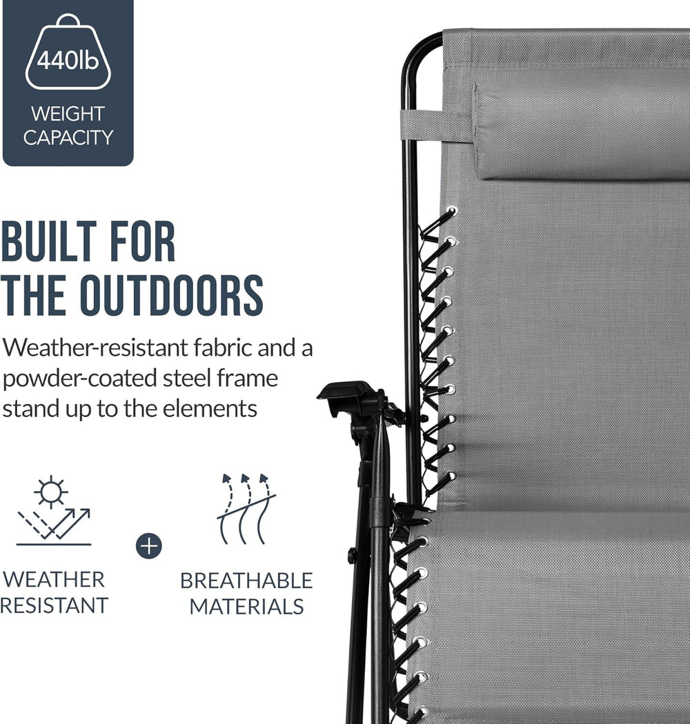 Best Choice Products Set of 2 Extra Wide Adjustable Steel Mesh Zero Gravity L...