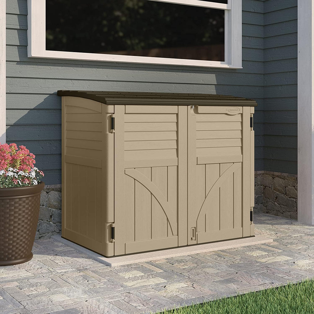 Suncast Horizontal Shed, Compact Outdoor Storage System, 34 Cu. Ft. Capacity,...