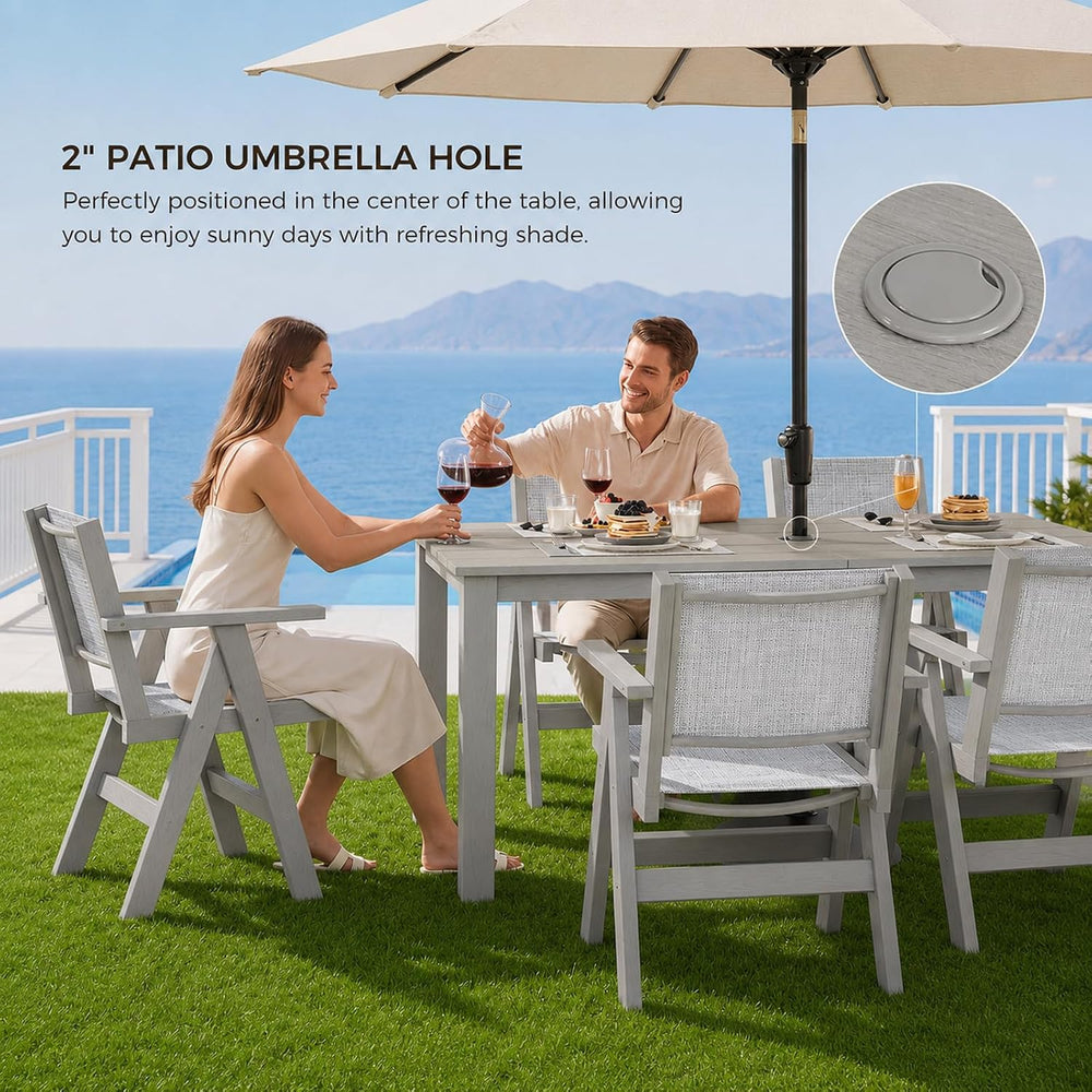 Outdoor Dining Table Set, 7 Piece HDPE Patio Set with Aluminum Dining Table &...