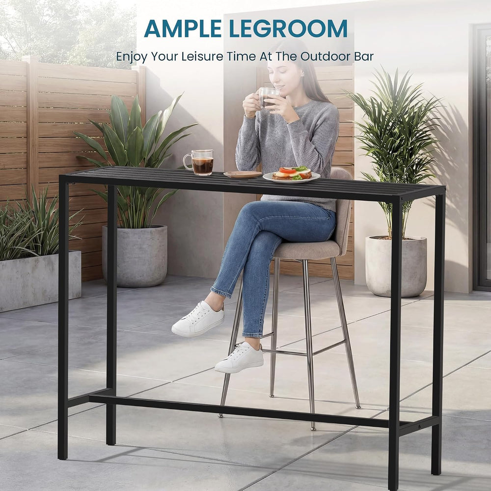 36" Outdoor Bar Height Table, Black Metal Frame with HDPE Top