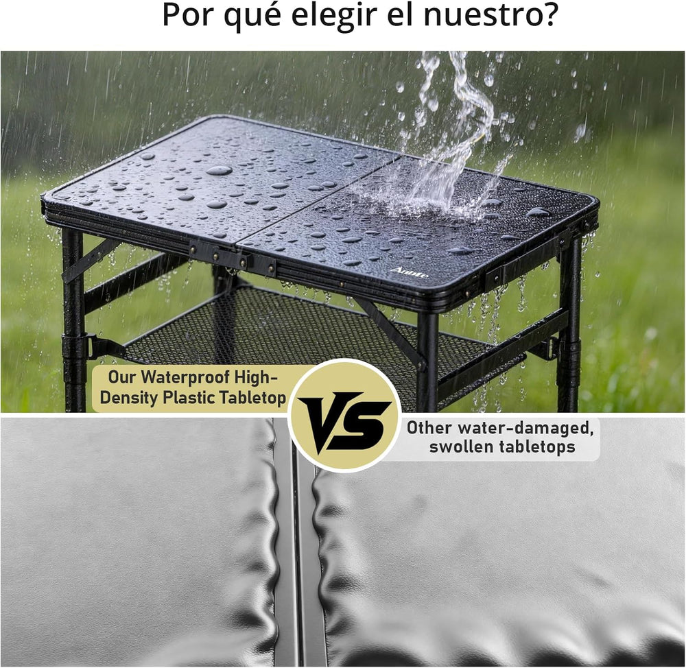 2 ft Small Folding Table, 3 Adjustable Height for Camping, 23" X 16"