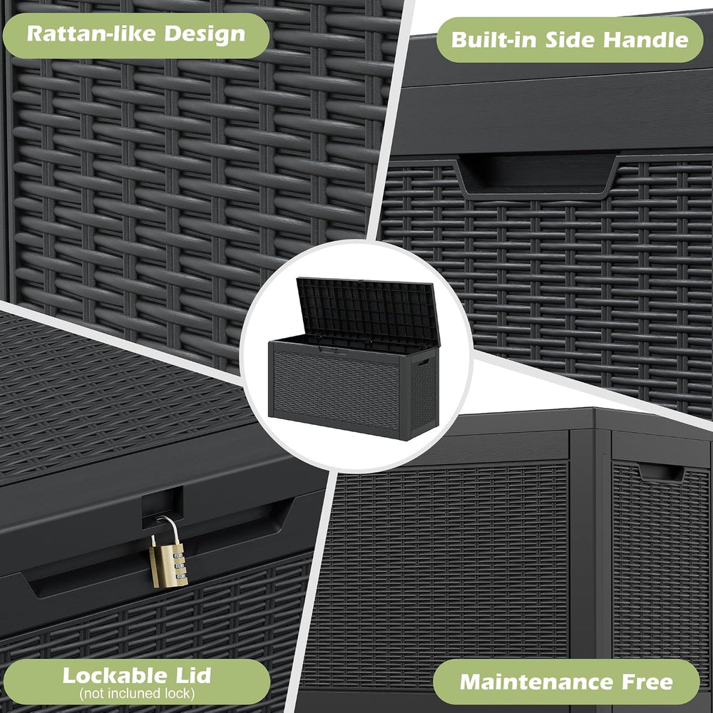 75 Gallon Outdoor Storage Box Waterproof Deck Box Patio Storage
