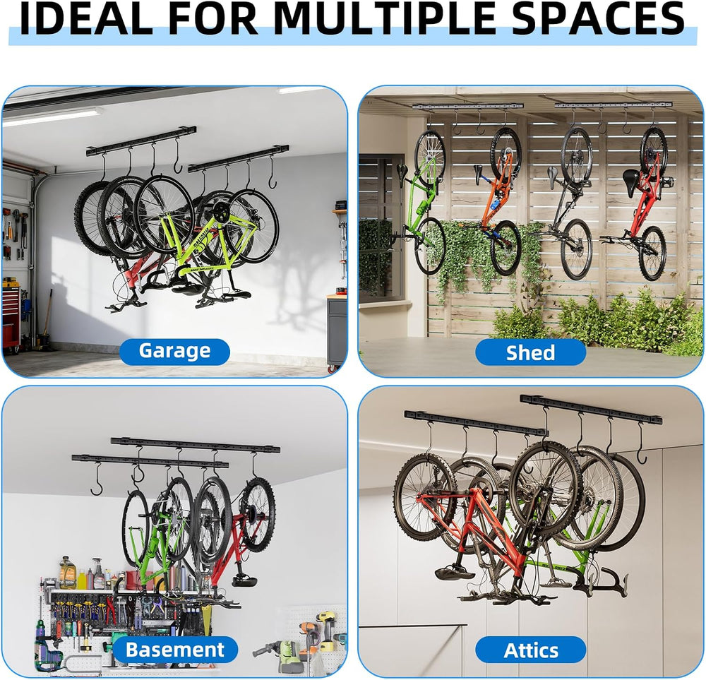 Urban Deco Ceiling Mounted Bike Rack for Garage, Indoor Metal Bike Hanger wit...