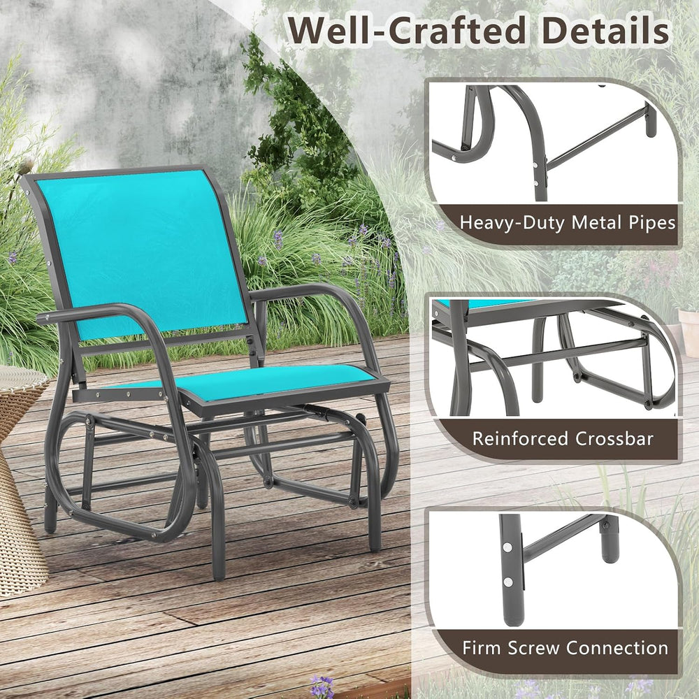 GIANTEX Outdoor Glider Chair, Patio Swing Chair w/Study Metal Frame