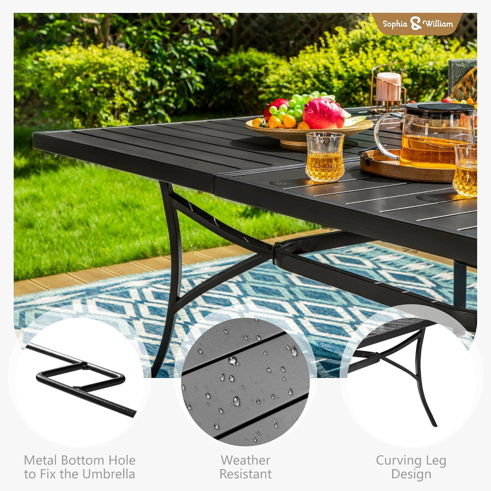 Sophia & William 9pc Square Patio Dining Set for 8, Rattan Chairs