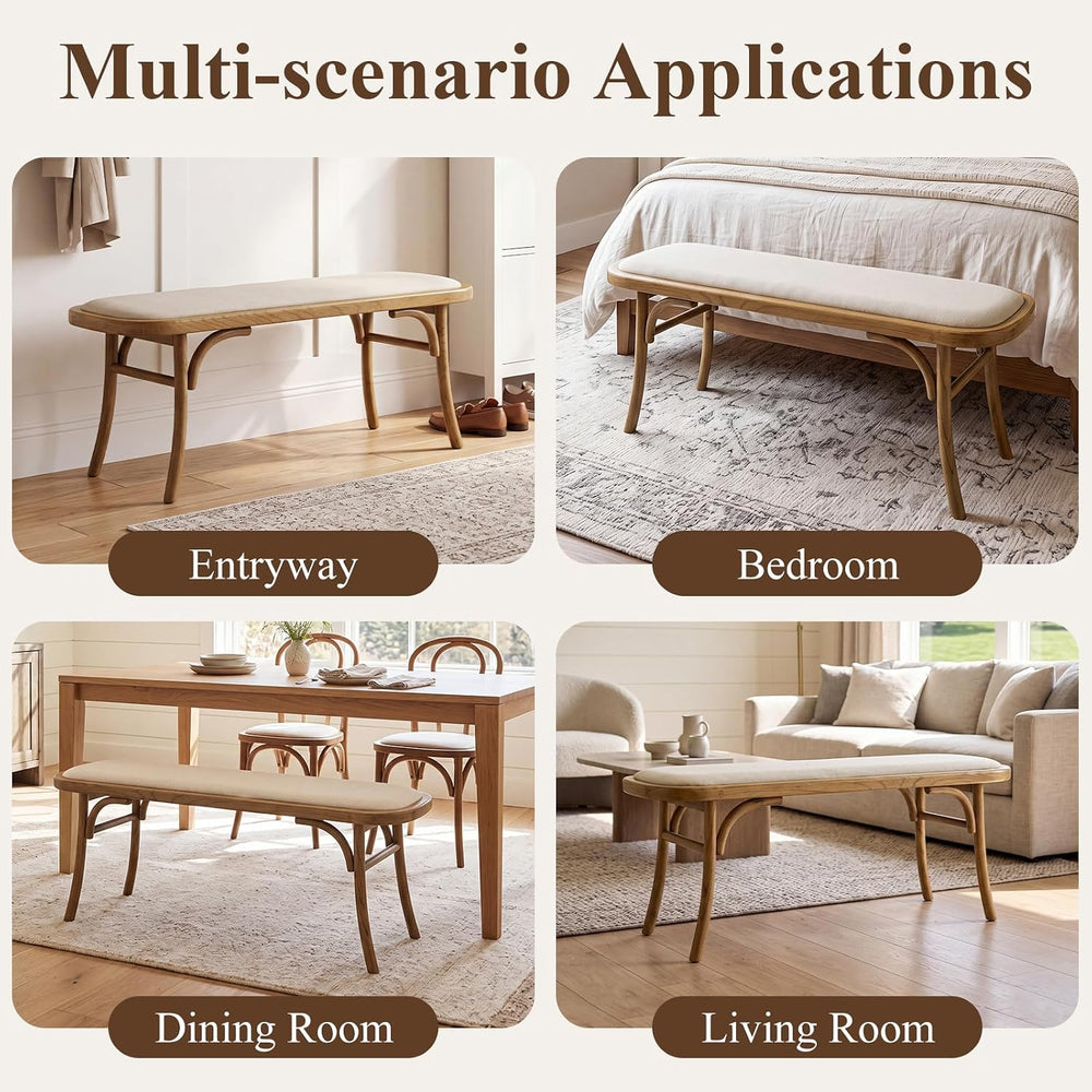 Farmhouse Wood Bench Small Entry Way Bench Seat Narrow Dining Bench Bed End I...