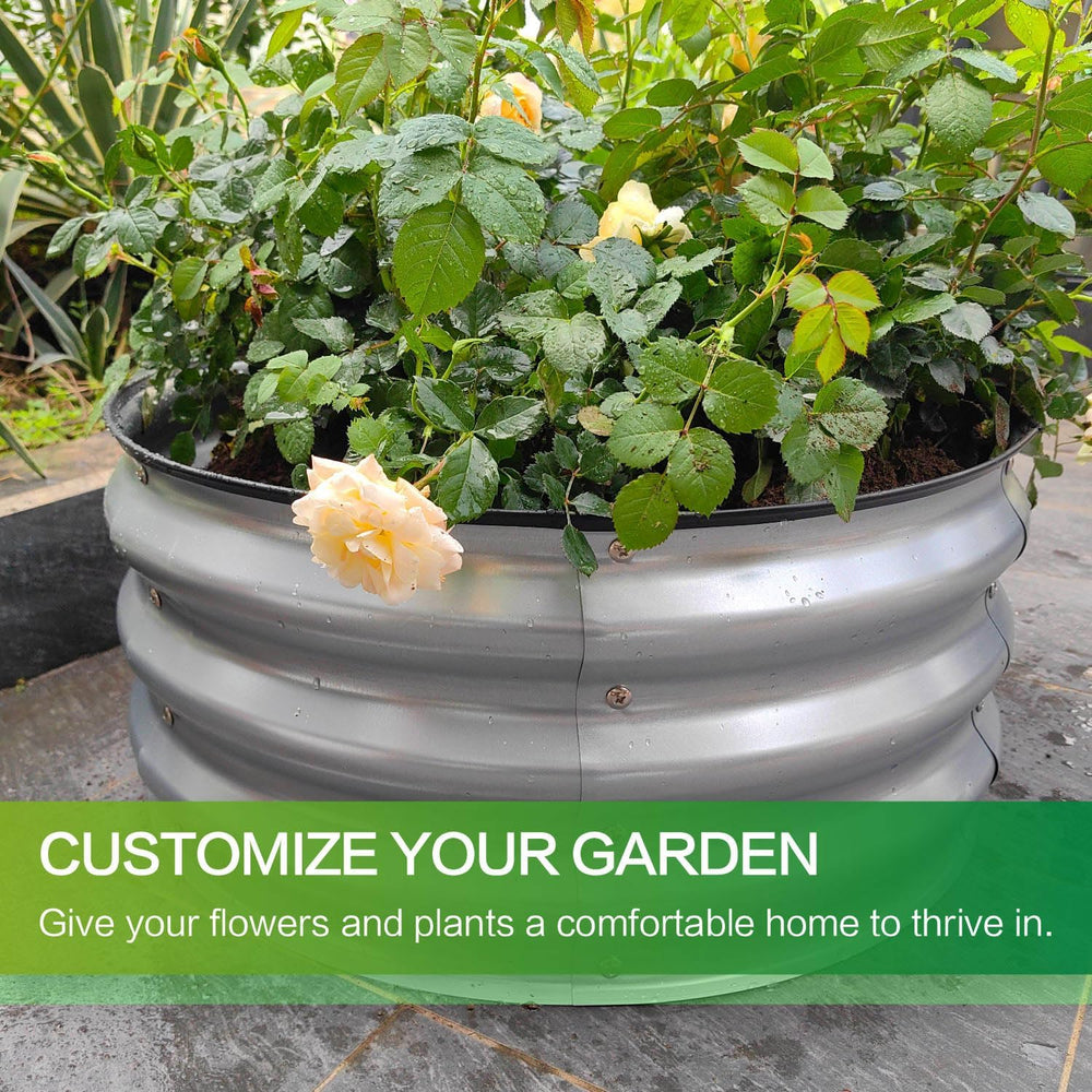 GARDMAX 2 Pack 2x2x1FT Galvanized Round Raised Garden Bed Kit, Metal Planter ...