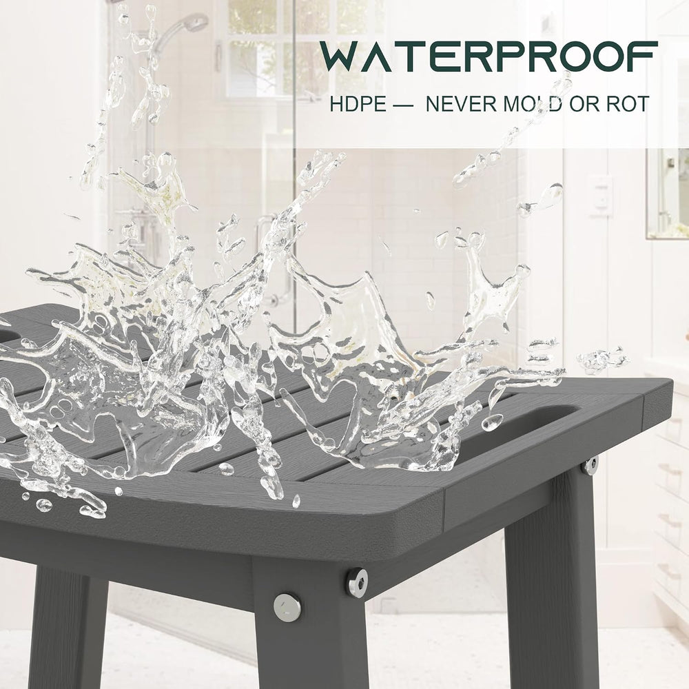 Waterproof HDPE Shower Bench for Inside Shower, Shower Stool, Grey