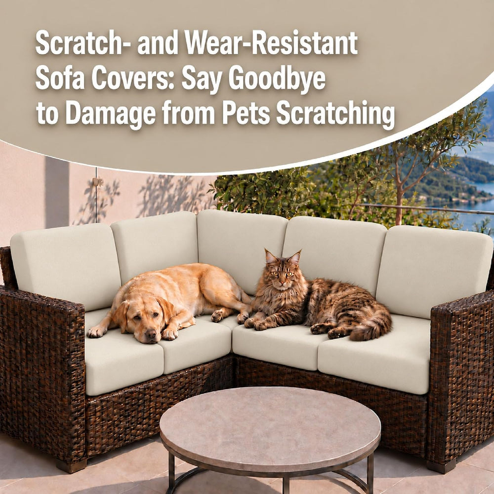 8Pcs Patio Cushion Covers, outdoor stretch cushion covers, Washable