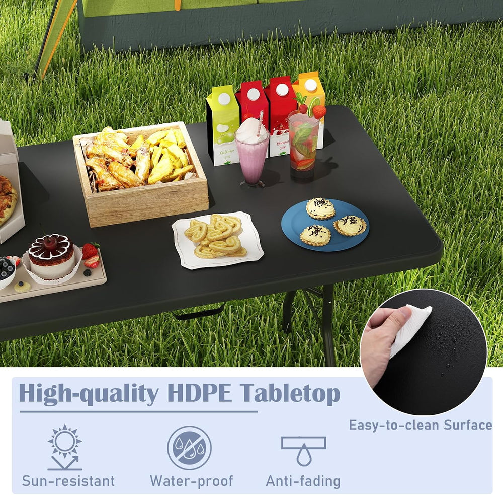Tangkula 8 FT Folding Table, Indoor Outdoor Foldable Plastic Table