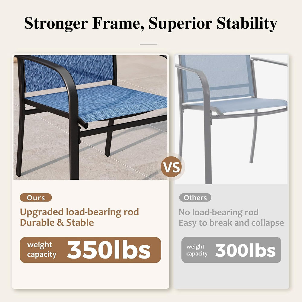 HERA'S HOUSE 5pc Patio Dining Set for 4, Outdoor Metal Table & Blue C...