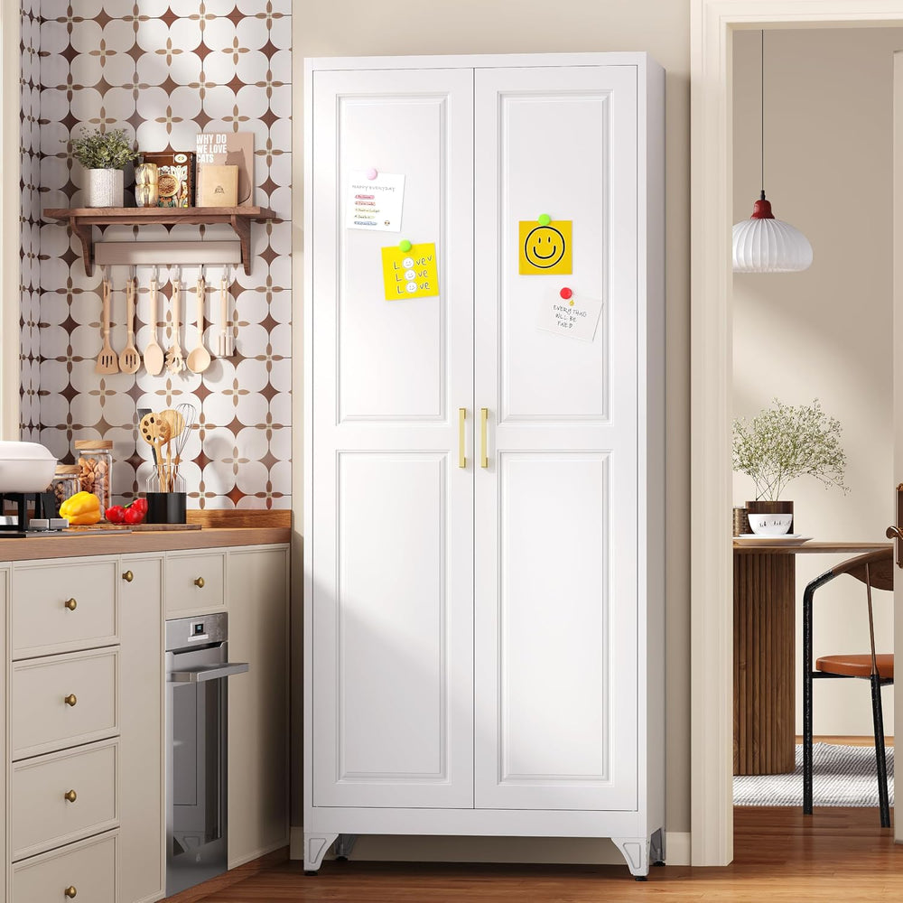 75" Kitchen Pantry Cabinet,Metal Tall Storage Cabinet with Doors