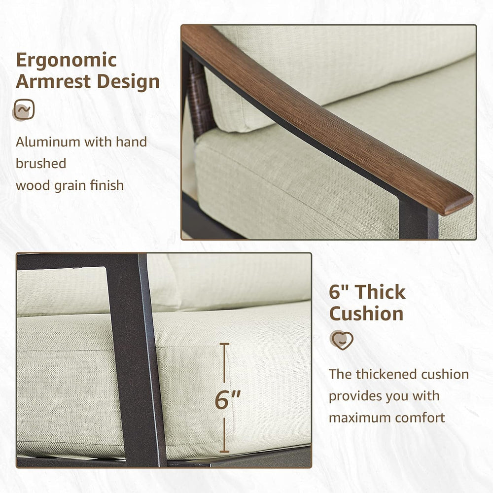 NATURAL EXPRESSIONS Patio Outdoor Loveseat, Wicker Back, Woodgrain Armrest