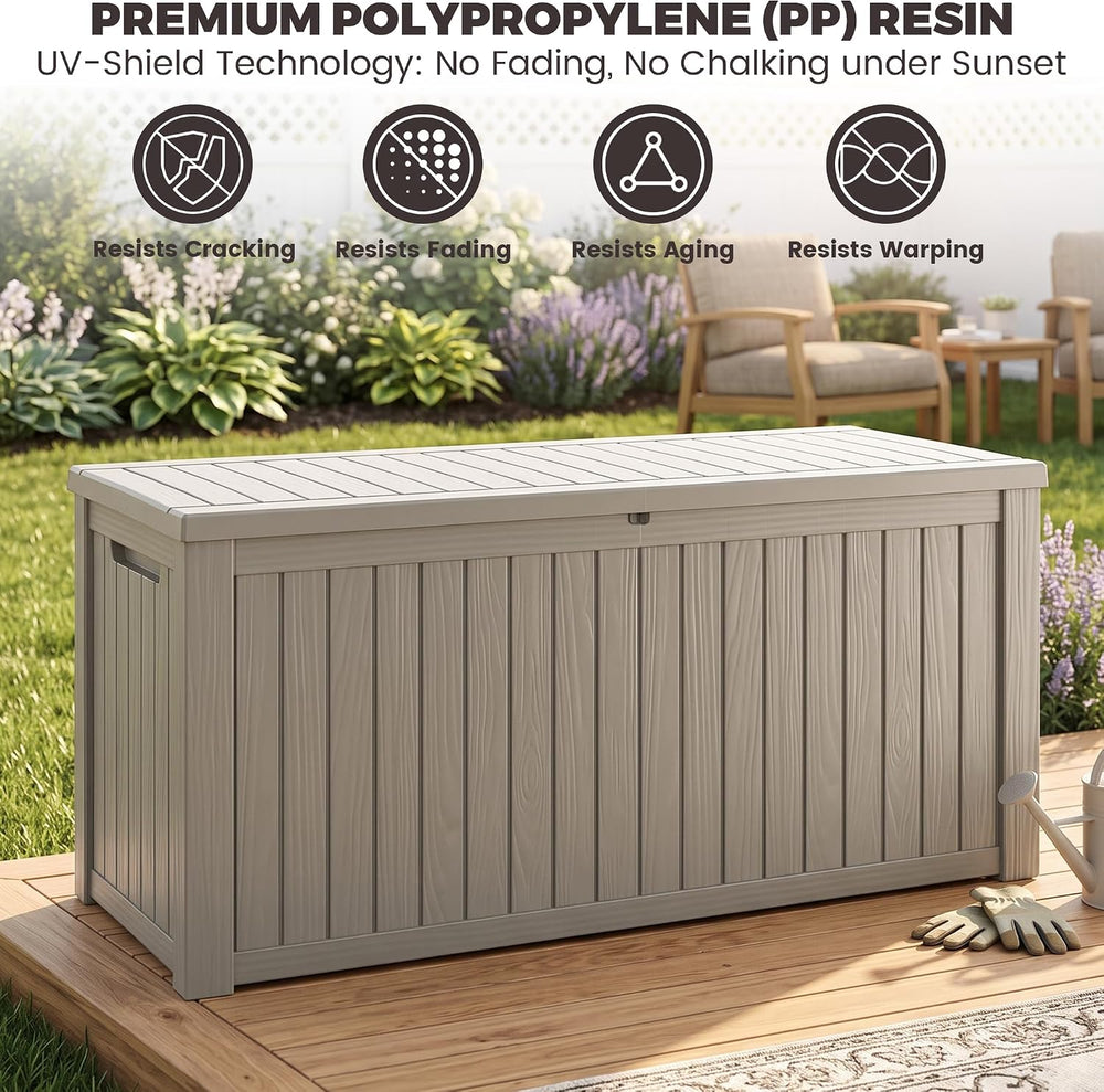 Outdoor Storage Box, 200 Gallon Waterproof Deck Box [Upgraded 3.1], Large Res...