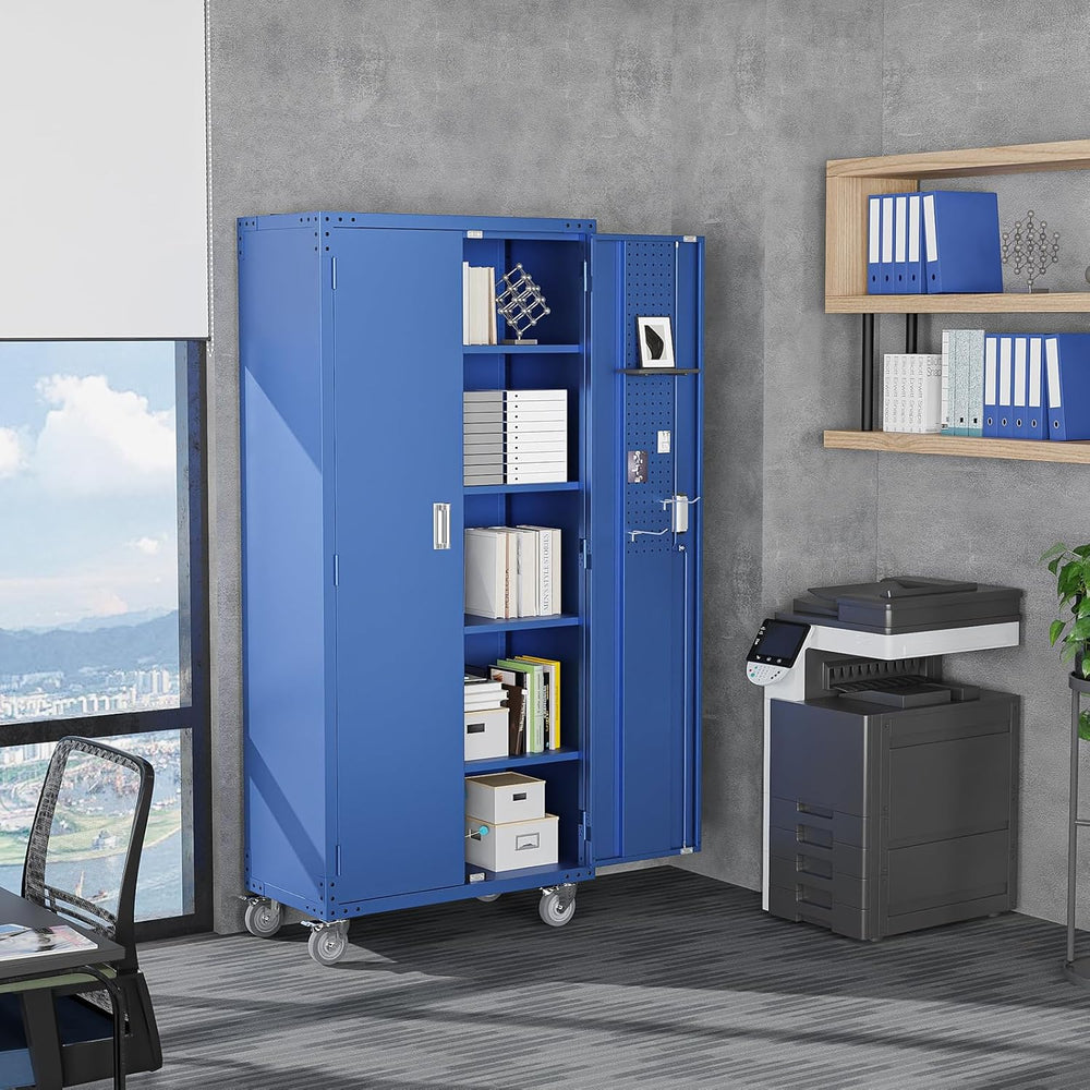 VINGLI 72'' Tall Garage Storage Cabinet, Metal Storage Cabinet with P...