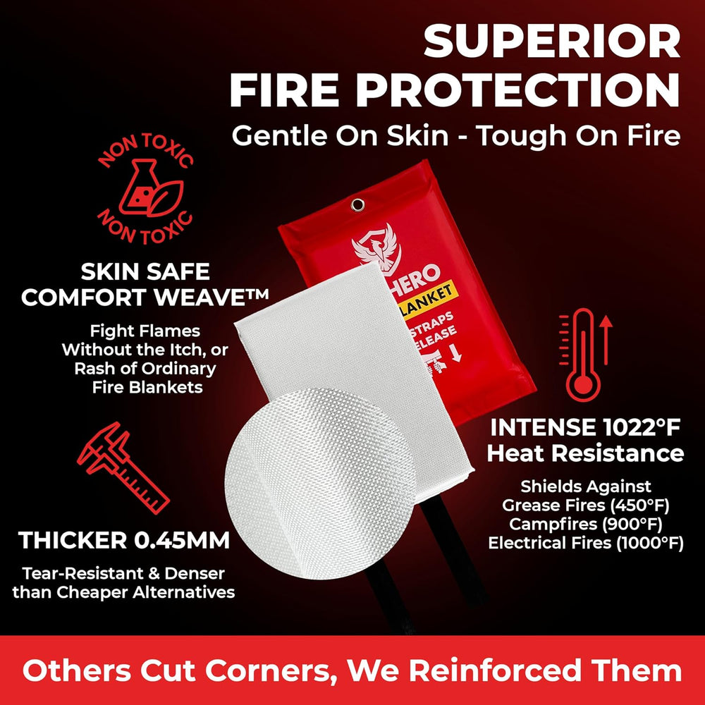 Emergency Fire Blanket – 2 Pack, Fire Protection for Families