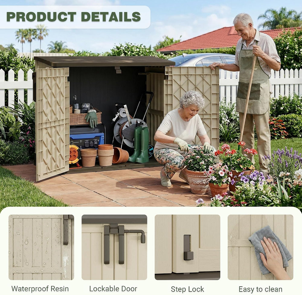 LHBcraft Waterproof Outdoor Storage Box 36 Cu Ft with Lockable Doors,Portable...