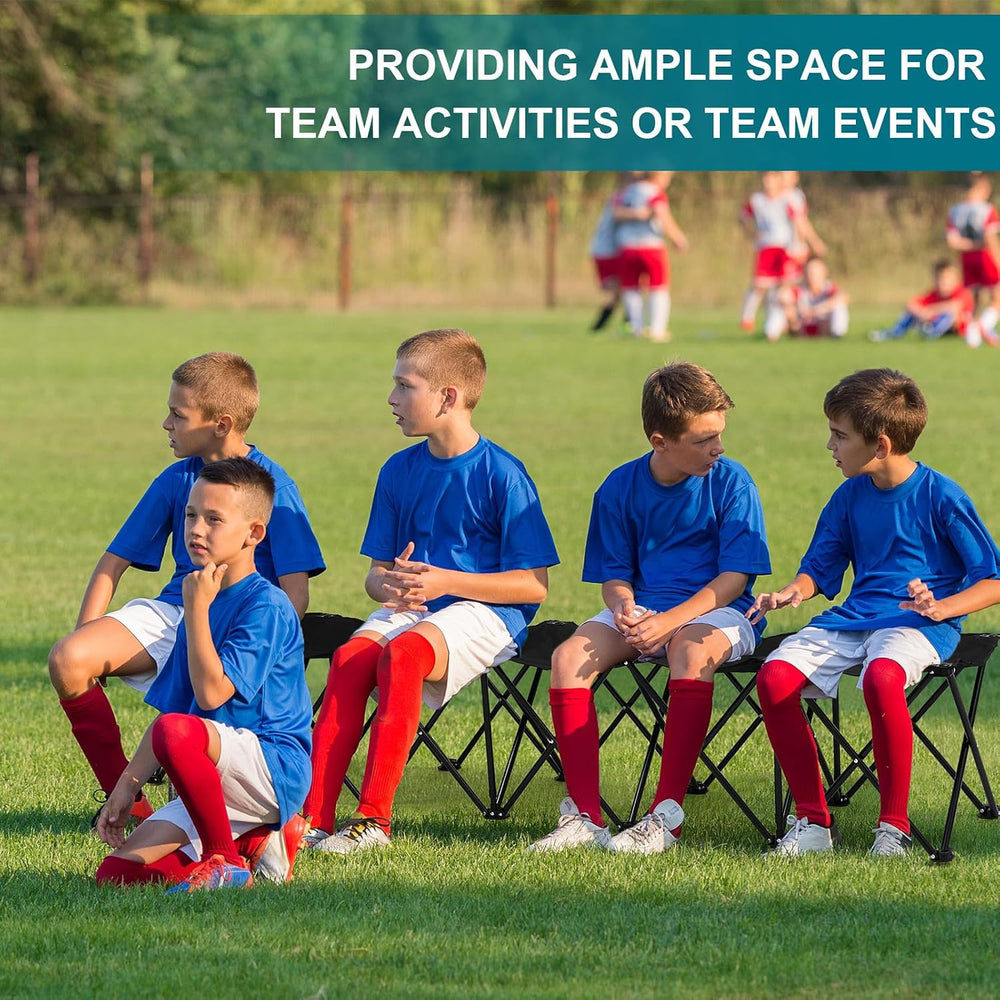 GlikCeil 6 Seats Black Folding Soccer Team Bench Portable Seat for Sports