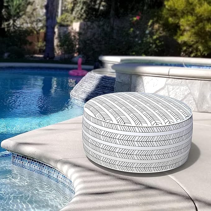 LVTXIII Indoor/Outdoor Inflatable Ottoman with Handle D21 x H9 Inch, Weather-...