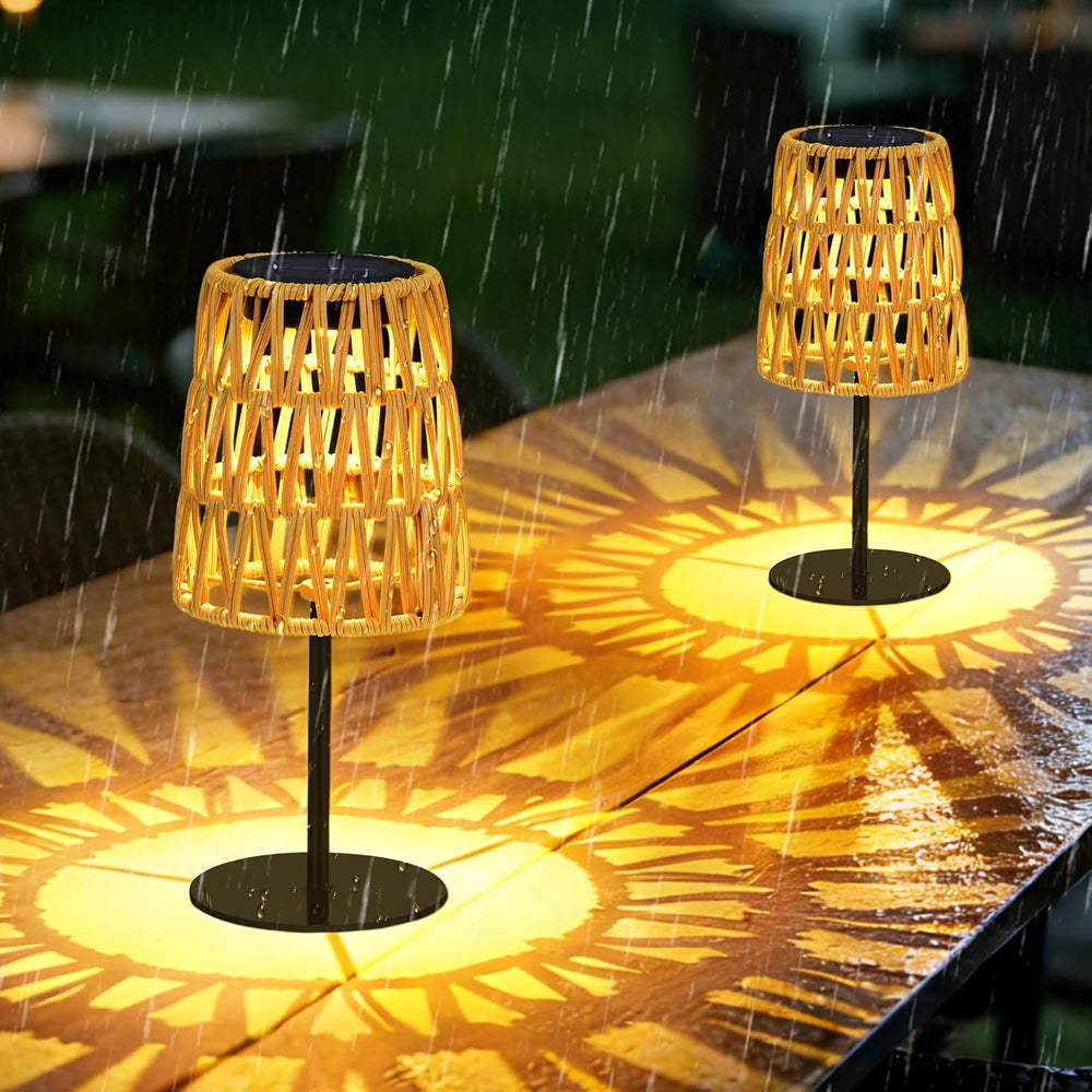 2pcs Outdoor Table Lamp: Rechargeable LED Solar Lantern for Garden Yard, Wate...
