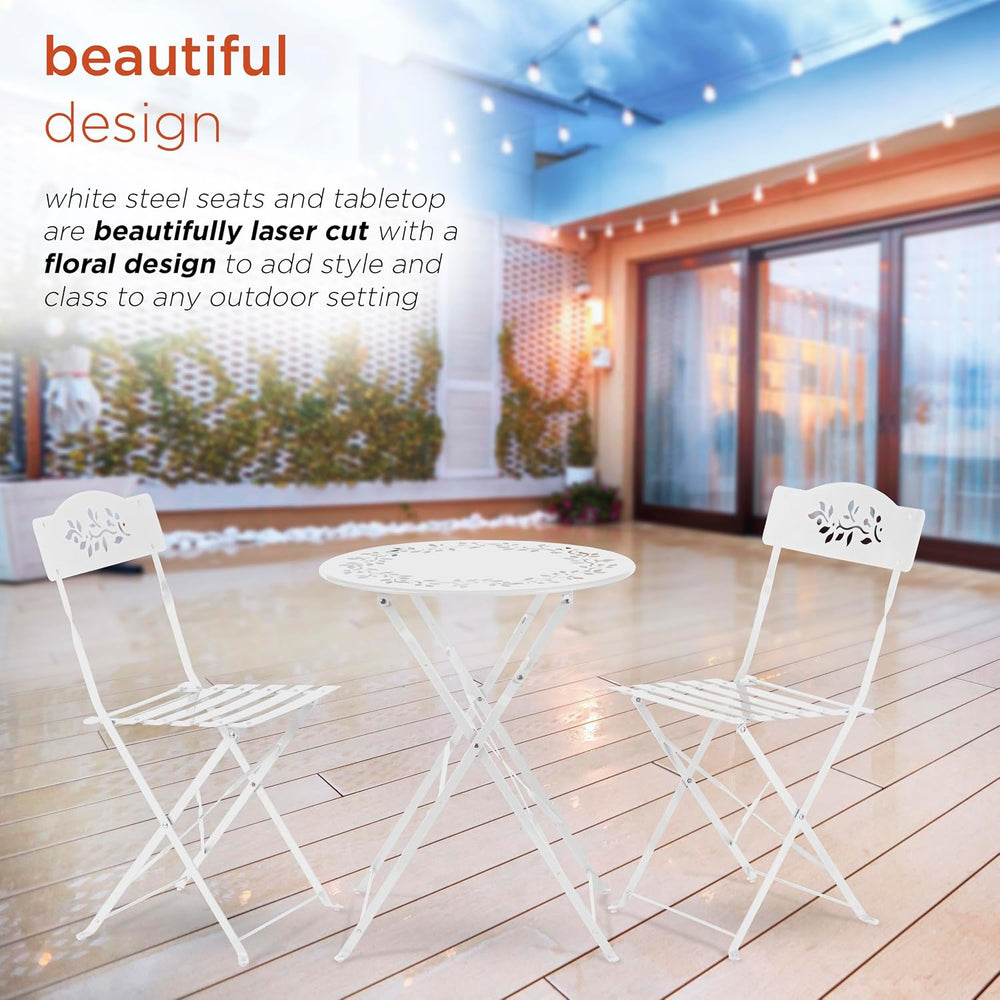 Alpine Corporation Indoor/Outdoor 3-Piece Bistro Set Folding Table and Chairs...