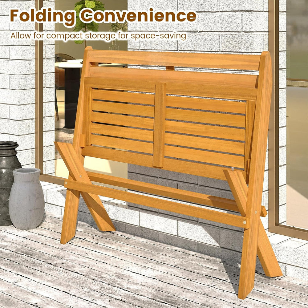 Tangkula Foldable Acacia Wood Outdoor Bench, 2-Person Patio Garden Bench with...