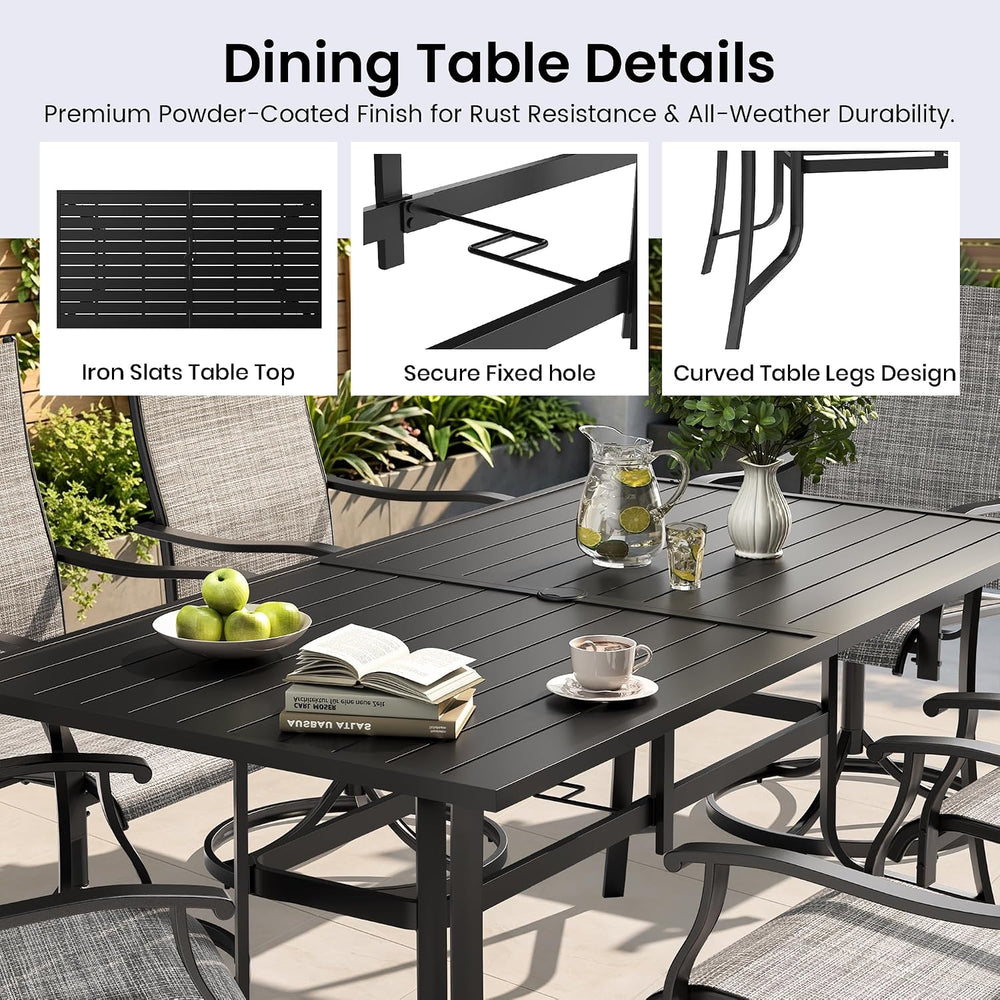 Pamapic 7 Piece Outdoor Dining Set, All Weather Patio Table and Chairs Set, 6...