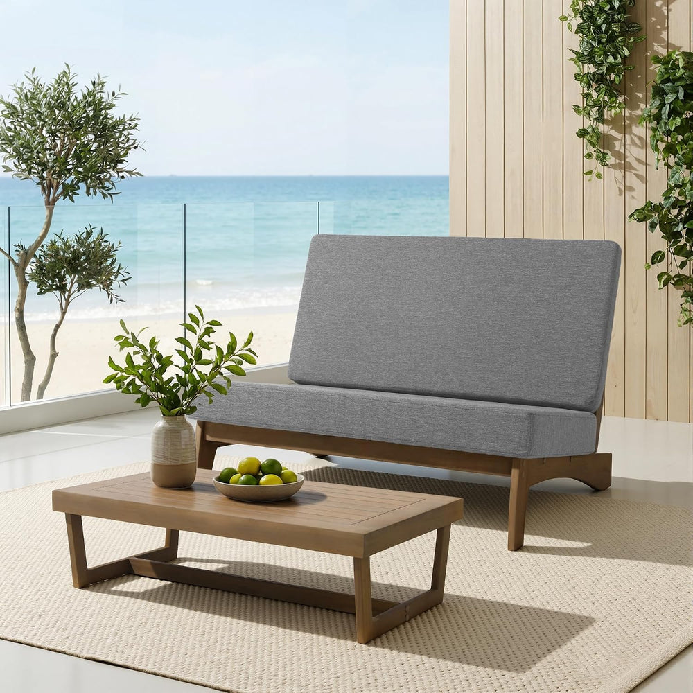4 Piece Outdoor Patio Furniture Sets, Solid Wood Frame, Beige