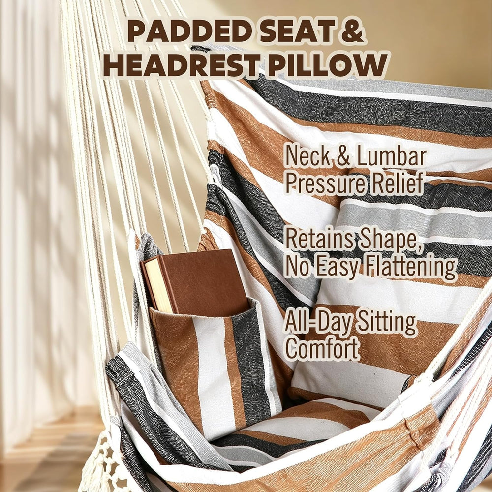 Chihee Hammock Chair Foot Rest 2 Cushions Max 500 lb Metal Spreader Bar
