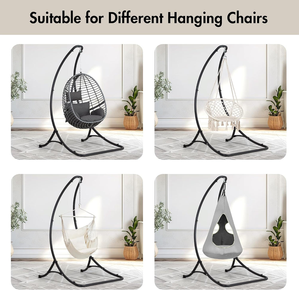 ANOW Heavy Duty Steel Hammock Chair Swing Stand Only for Outside, Black